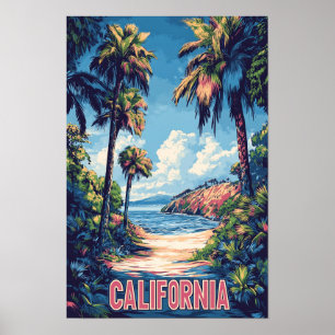 Beautiful California USA Illustration Travel Poster