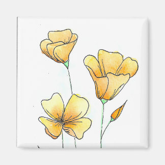 Beautiful California Watercolor Poppies Magnet