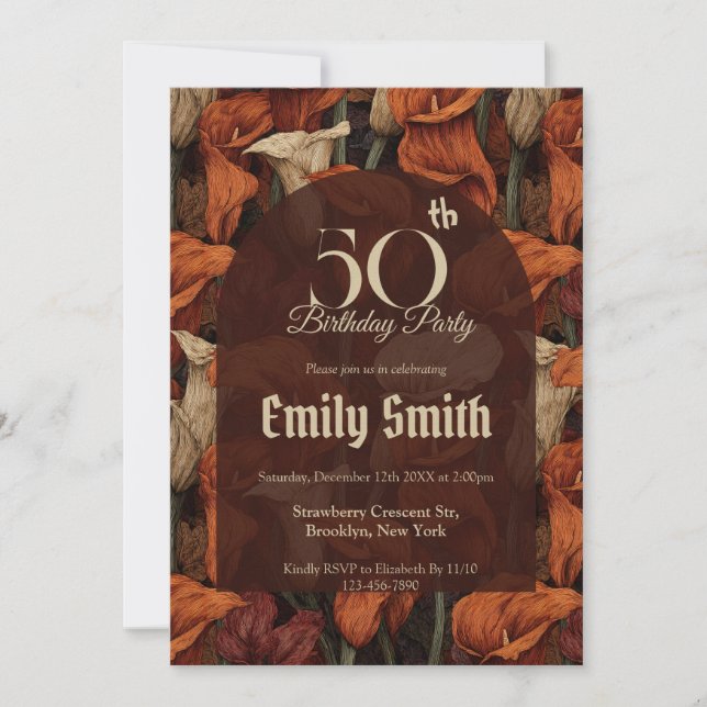 Beautiful Call Lilies Charm Birthday  Invitation (Front)