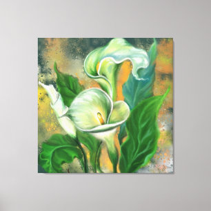 Beautiful Calla Lily Flower - Art Drawing Migned Canvas Print