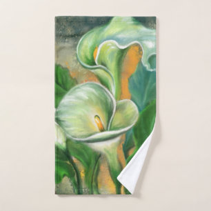 Beautiful Calla Lily Flower - Migned Art Drawing Bath Towel Set