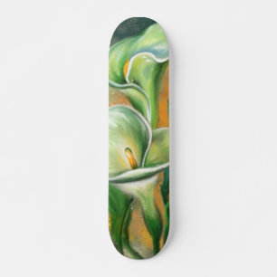 Beautiful Calla Lily Flower Skateboard Painting