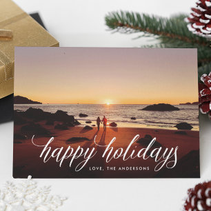 Beautiful Calligraphy Christmas Photo Happy Holiday Card