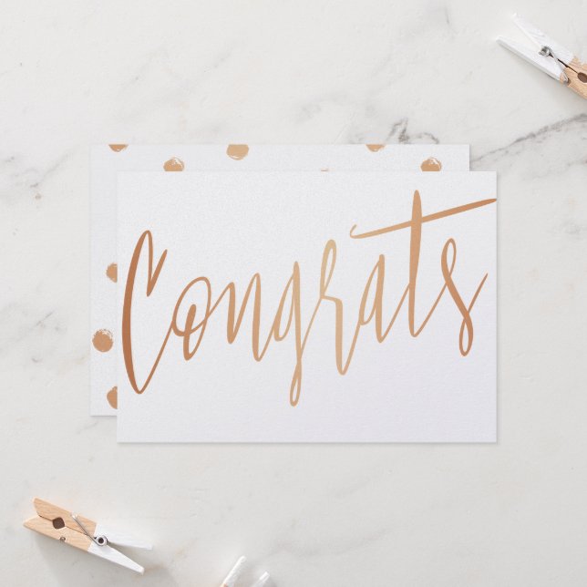 Beautiful calligraphy gold rose "Congrats" Card (Front/Back In Situ)