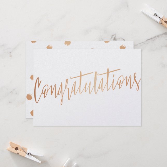 Beautiful calligraphy gold rose "Congratulations" Card (Front/Back In Situ)