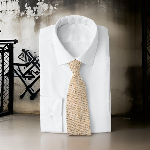 Beautiful Calligraphy Peach Black Handwriting Tie