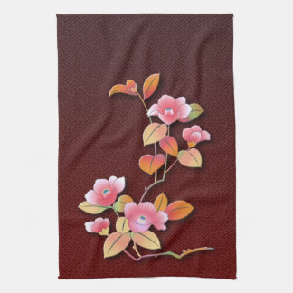 Beautiful camellia branch tea towel