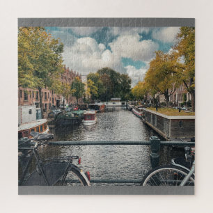 beautiful canal in cloudy sky jigsaw puzzle