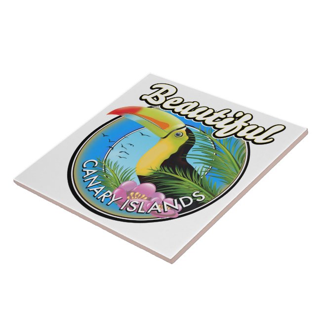 Beautiful Canary islands vintage style logo Tile (Side)