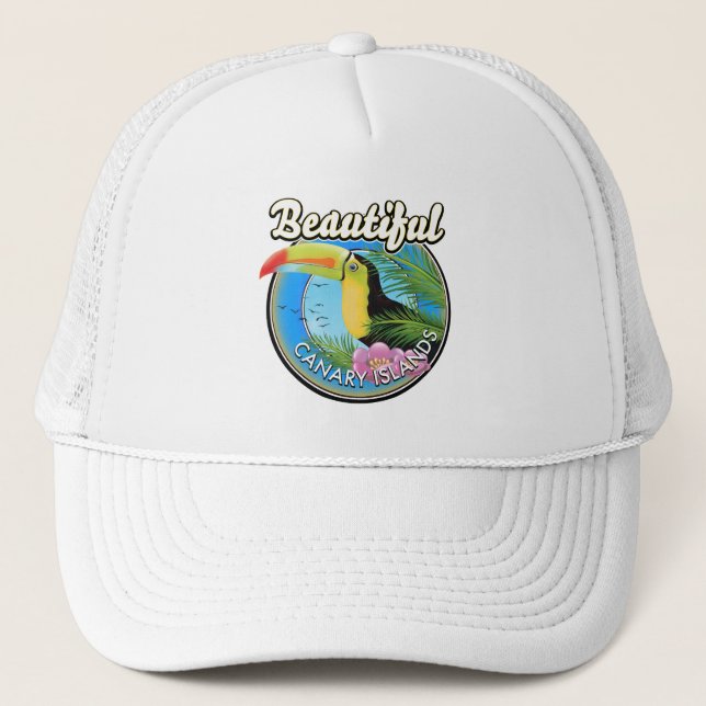 Beautiful Canary islands vintage style logo Trucker Hat (Front)