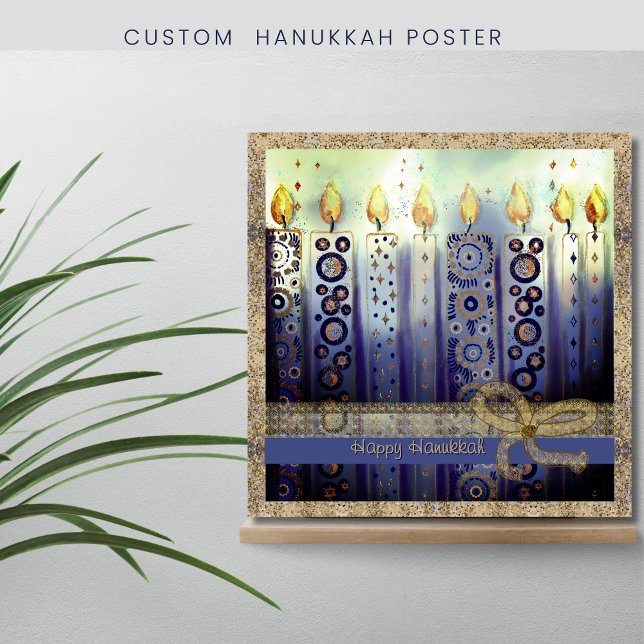 Beautiful Candles Happy Hanukkah Square Poster (Beautiful Candles Happy Hanukkah Square Poster)