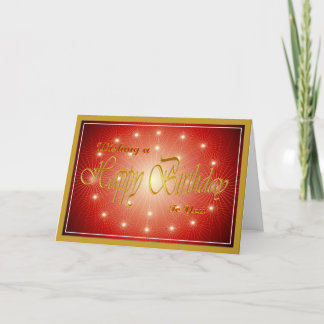 Beautiful candles in red and gold birthday card
