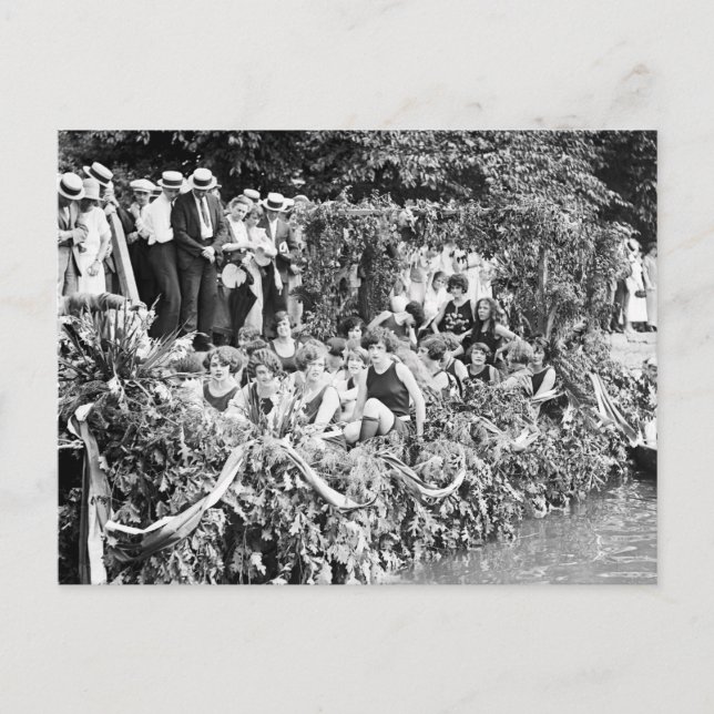 Beautiful Canoe Girls, 1924 Postcard (Front)