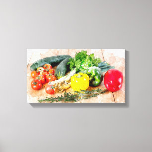 Beautiful Canvas Watercolor Vegetables Print