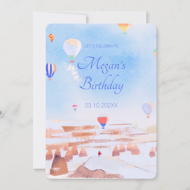Beautiful Cappadocia hot air balloon birthday Invitation (Front)