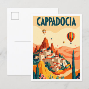 Beautiful Cappadocia Turkey Illustration Travel Postcard