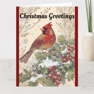 Beautiful Cardinal Christmas Greeting Card