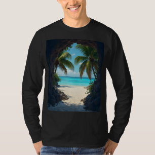 Beautiful caribbean beach through a key hole T-Shirt