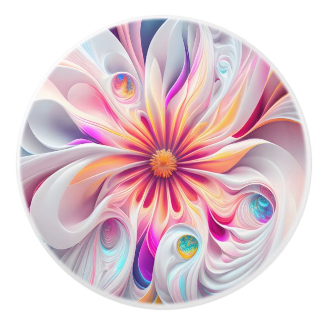 Beautiful Carnival Colours Fractal Ceramic Knob (Front)