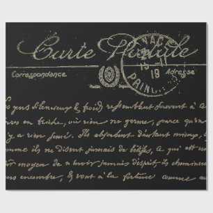 Beautiful Carte Postale French Script Wrapping Paper