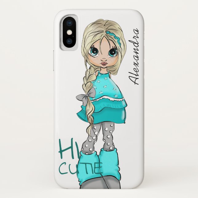 Beautiful Cartoon style Girl Case-Mate iPhone Case (Back)