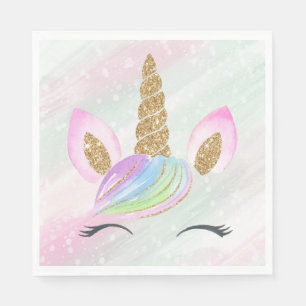 Beautiful Cartoon Unicorn W/ Rainbow Napkin