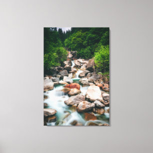 Beautiful cascading river in spring canvas print