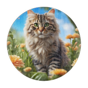 Beautiful cat beautiful garden cutting board