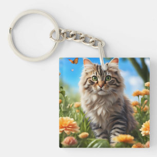 Beautiful cat beautiful garden key ring