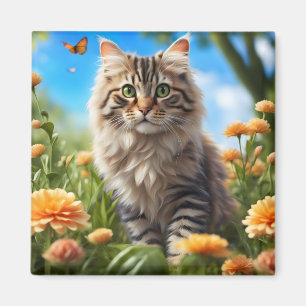 Beautiful cat beautiful garden magnet