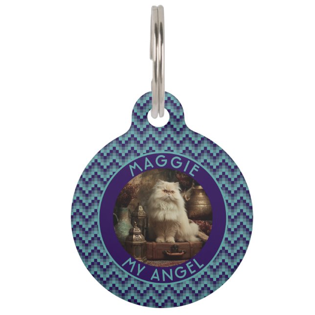 Beautiful Cat Dad Gift Chevron Print Pet Tag (Front)