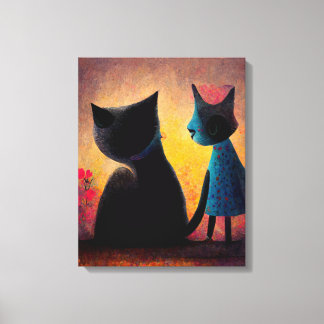 Beautiful Cat Girl Happy International Cat Day Canvas Print