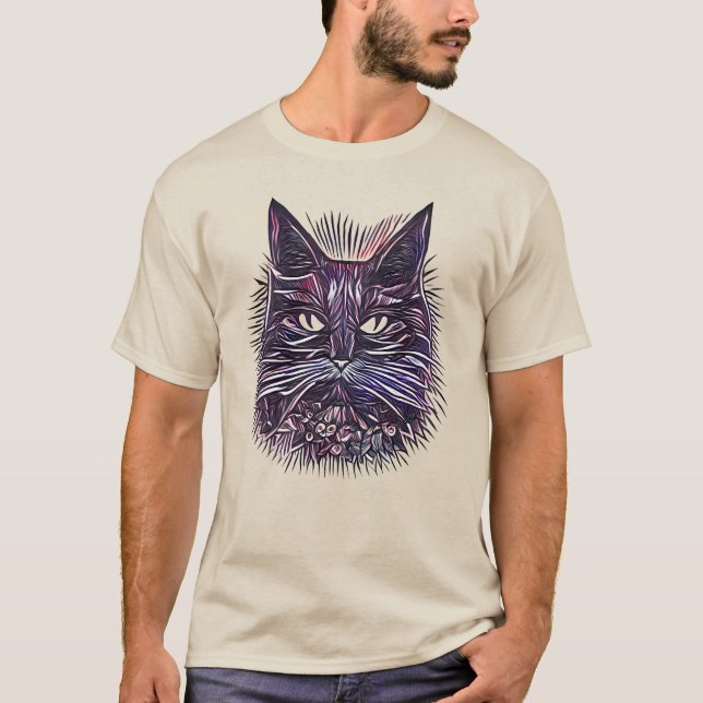 Beautiful Cat Head Illustration T-Shirt (Front)