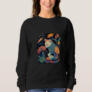 Beautiful Cat Kitten in a Flower Garden Frame Moth Sweatshirt