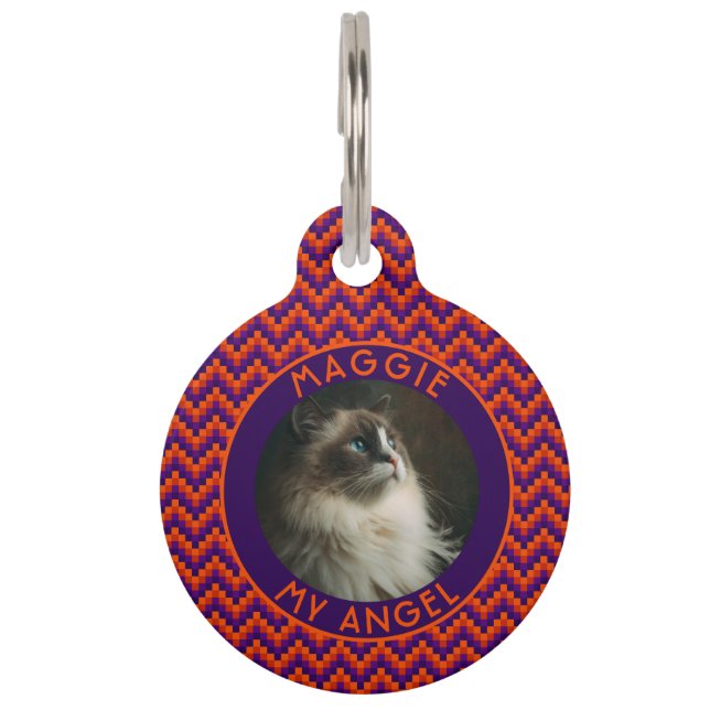 Beautiful Cat Lover Present Chevron Pattern Pet Tag (Front)