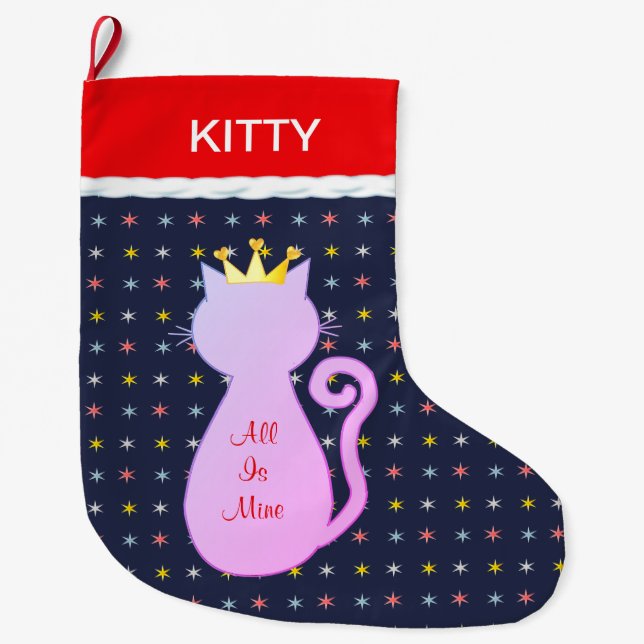 Beautiful Cat Silhouette Large Christmas Stocking (Front)