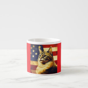Beautiful Cat With American Flag Background Espresso Cup