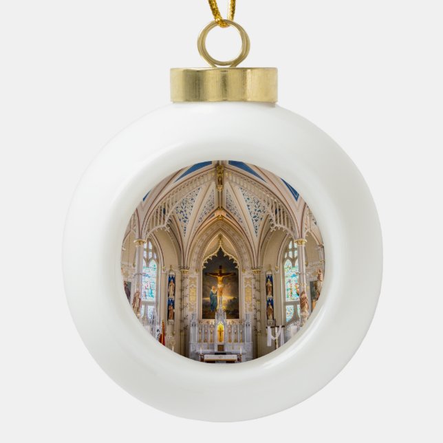 Beautiful Cathedral   Ceramic Ball Christmas Ornament (Front)