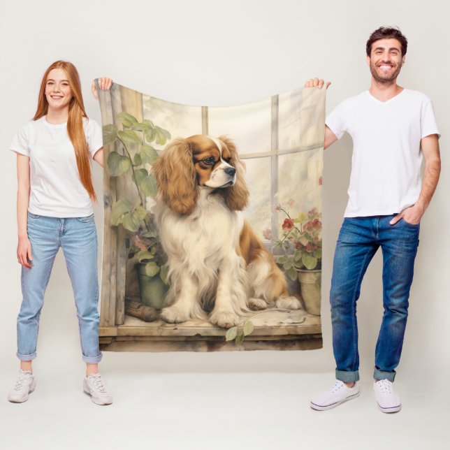Beautiful Cavalier Spaniel Fleece Blanket (In Situ)