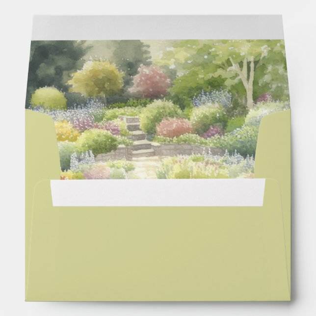 Beautiful Celery Green Garden Wedding Envelope (Back (Bottom))