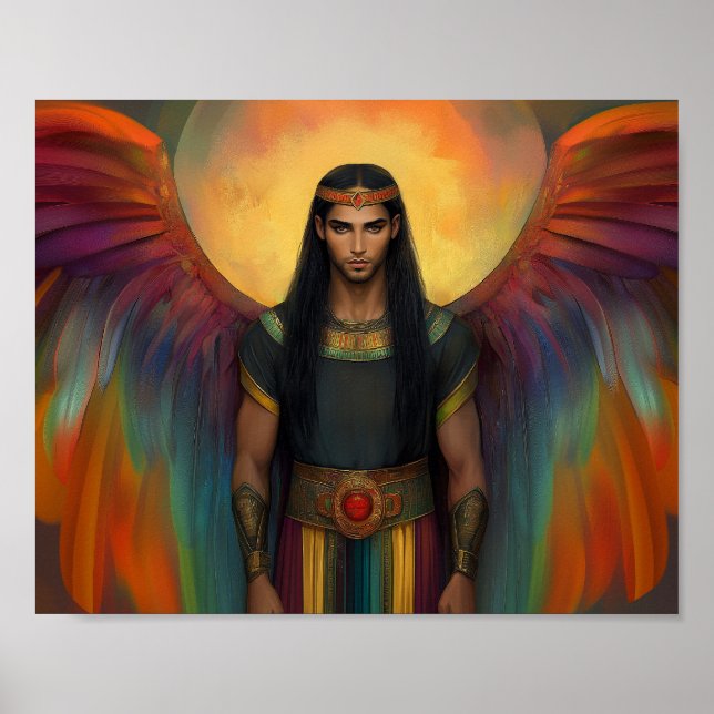 Beautiful Celestial Spirit Guide Rainbow Wings Poster (Front)