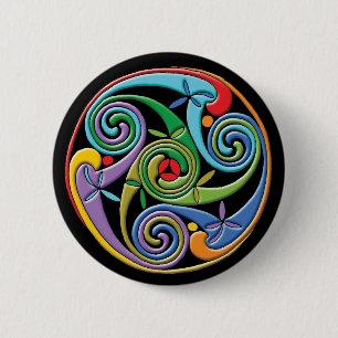 Beautiful Celtic Mandala with Colourful Swirls 6 Cm Round Badge