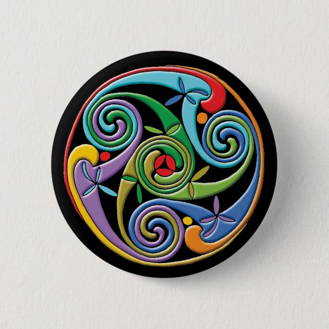 Beautiful Celtic Mandala with Colourful Swirls 6 Cm Round Badge (Front)