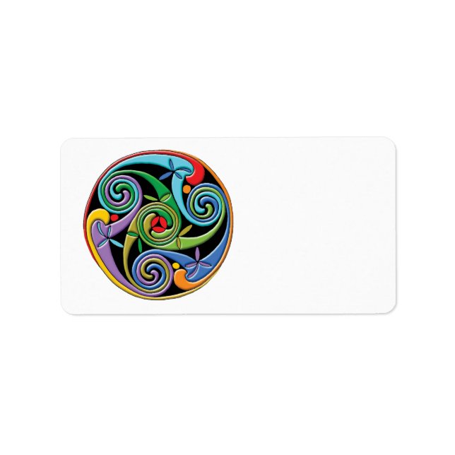 Beautiful Celtic Mandala with Colourful Swirls Label (Front)