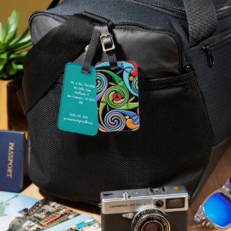 Beautiful Celtic Mandala with Colourful Swirls Luggage Tag