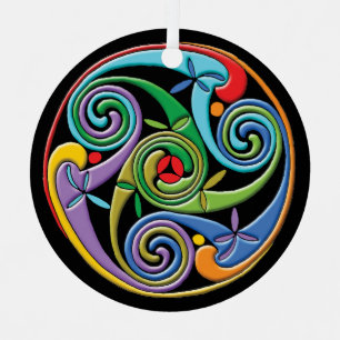 Beautiful Celtic Mandala with Colourful Swirls Metal Tree Decoration