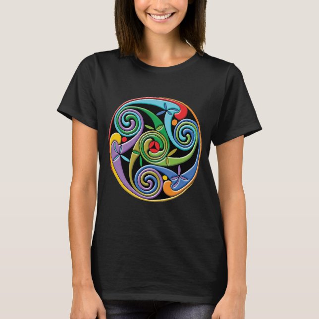 Beautiful Celtic Mandala with Colourful Swirls T-Shirt (Front)