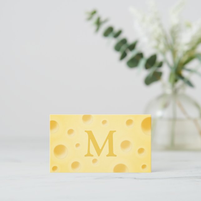 Beautiful Cheese Food & Entertainment Monogrammed Business Card (Standing Front)