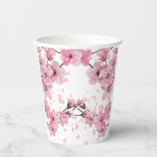 Beautiful Cherry Blossom Mixed Medium Print Paper Cups