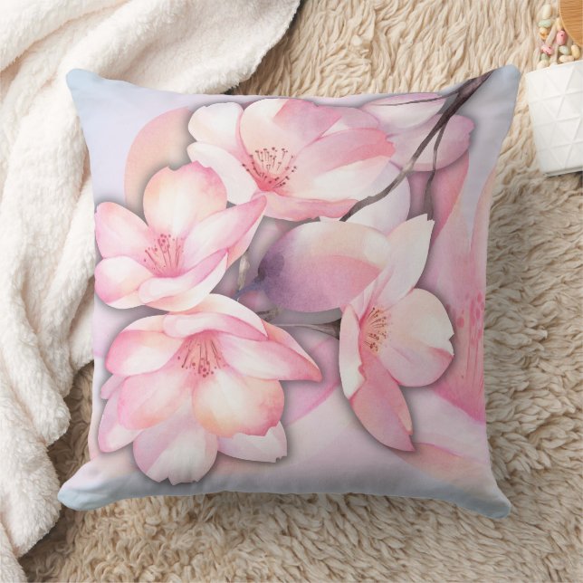 Beautiful Cherry Blossom Throw Pillow (Blanket)